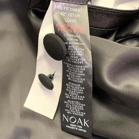 NOAK Size 42 Long Black Polyester Blend Peak Lapel Tuxedo Jacket - Picture 9 of 9